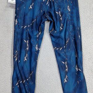 NWT Nine West Active Cropped Leggings Size Large Blue Pockets High Rise NEW $68